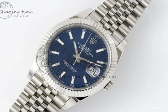 MiroTime 0415 TopPick DateJust 41 SS JDF 904L Steel Blue Textured Dial on Jubilee Bracelet VR3235 V 2235